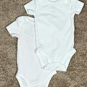 2 Sets of Carters White Baby Onesies